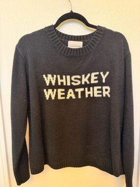 Black Crewneck Sweater with "WHISKEY WEATHER" Text